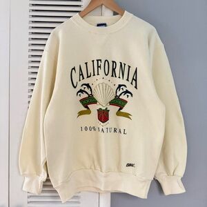 Vintage 80’s 90’s California 100% Natural Crewneck Pullover Sweater Cream